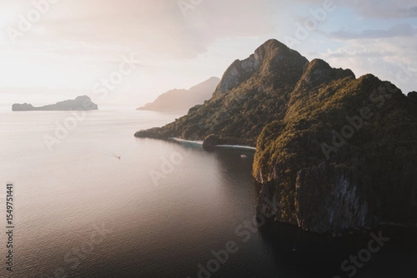 Obraz Sunset Over Cliffs of Corong Corong Bay, El Nido, Palawan, Philippines