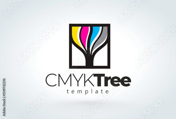 Obraz Logo Cmyk Tree. Printing theme. Template design vector. White background