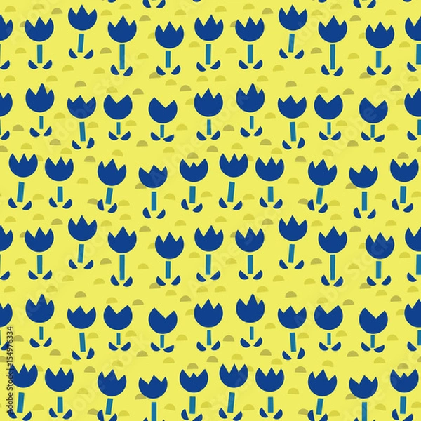 Obraz Cute flowers background. Seamless pattern.Vector. かわいい花のパターン