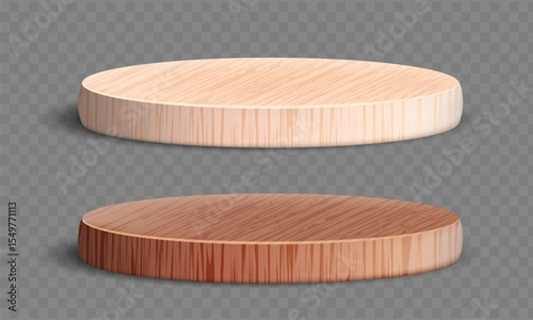 Obraz Wooden blank cutting boards isolated on transparent background. Vector template