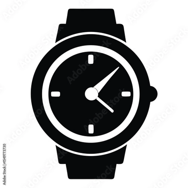 Fototapeta Stylish wristwatch black vector icon, ideal for time management, punctuality, fashion, and modern lifestyle designs
