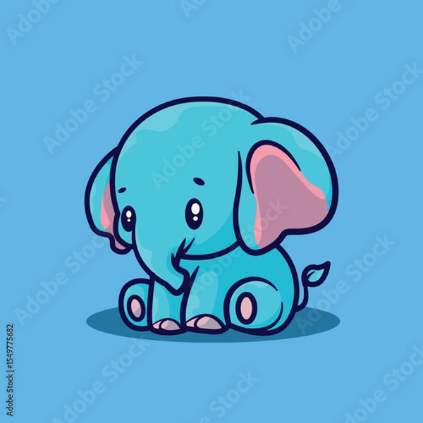 Fototapeta Cute chibi elephant vector illustration suitable for t-shirt and logo design