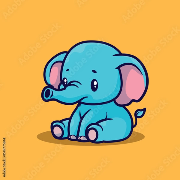 Fototapeta Cute chibi elephant vector illustration suitable for t-shirt and logo design