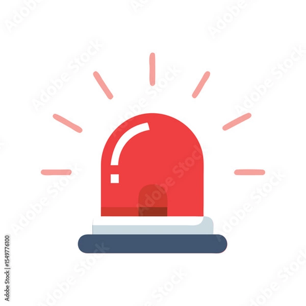 Fototapeta Emergency Red Light Flat Icon Vector, Warning Siren Safety Alert Symbol