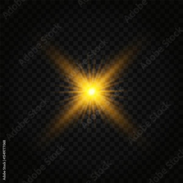 Obraz Lens Flare, light glow effect. sun or realistic shining star with backlight effect. bokeh glitter and sparkles or sparkles on transparent background.
