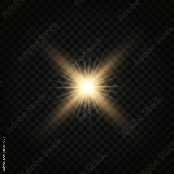 Obraz Lens Flare, light glow effect. sun or realistic shining star with backlight effect. bokeh glitter and sparkles or sparkles on transparent background.