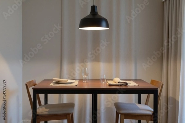 Fototapeta Modern Dining Space with Simple Elegance and Cozy Atmosphere
