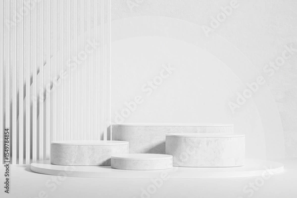 Obraz Product display podium on white background. 3D rendering