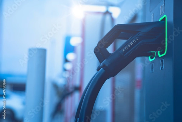 Obraz Electric Vehicle Charging Station Close Up
