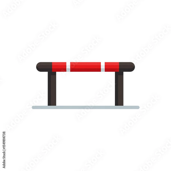 Fototapeta Athletic Hurdle: A sleek athletic hurdle in vibrant red and dark grey stands ready for action, symbolizing challenge, determination, and the pursuit of excellence in sports.