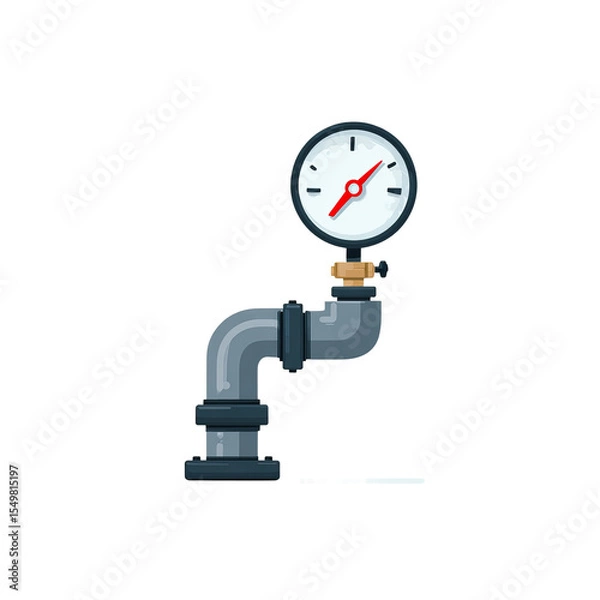 Fototapeta Pipe and Pressure Gauge: A detailed illustration of a pipe system, complete with a pressure gauge, showcasing the functionality and design in a clean, graphic style.