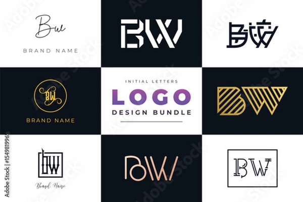 Fototapeta Initial letters BW Logo Design Bundle