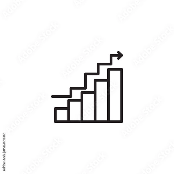 Fototapeta A minimalist line art icon illustrates a bar chart with an upward trend. 
