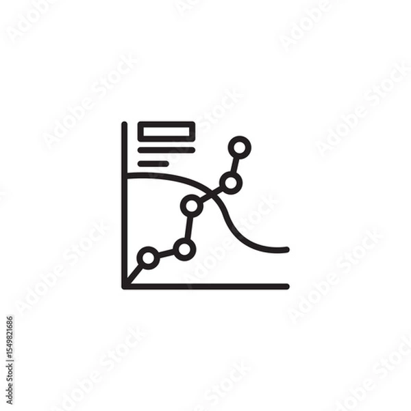 Obraz A line art icon showcases a graph with a fluctuating line connecting data points, representing complex trends.