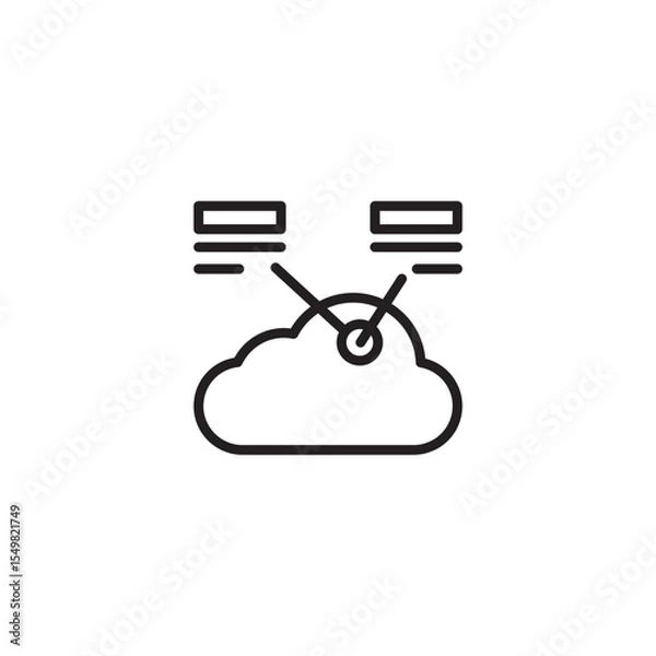 Fototapeta A minimalist line art icon features a cloud, symbolizing cloud computing or storage. 