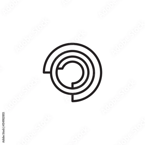 Fototapeta A minimalist line art icon features three concentric circles, with the outermost circle having a segment removed and slightly offset.