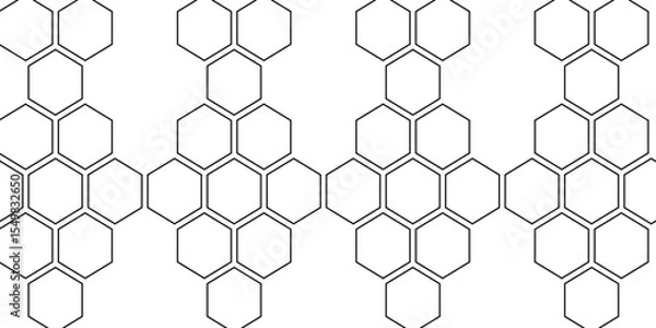 Fototapeta Abstract white and grey hexagonal pattern background design. Modern simple overlapping hexagon geometric element with molecular structures.