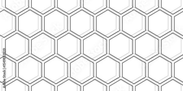 Fototapeta Abstract white and grey hexagonal pattern background design. Modern simple overlapping hexagon geometric element with molecular structures.