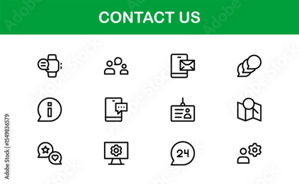 Fototapeta Professional Contact Us Icons Featuring Phone, Email, Message, and Address Graphics in Minimal Vector Style