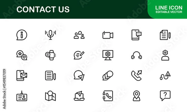 Fototapeta Professional Contact Us Icons Featuring Phone, Email, Message, and Address Graphics in Minimal Vector Style
