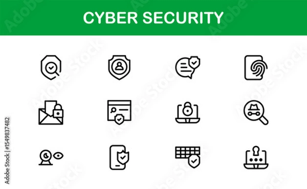 Fototapeta Cybersecurity Modern Line Icon Set. Protect digital assets with our premium collection: network security, data protection, privacy, and online safety essentials.