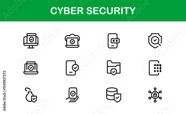 Fototapeta Cybersecurity Modern Line Icon Set. Protect digital assets with our premium collection: network security, data protection, privacy, and online safety essentials.