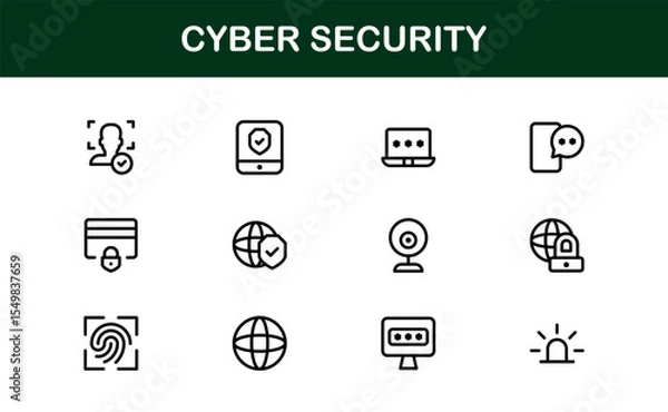 Fototapeta Cybersecurity Modern Line Icon Set. Protect digital assets with our premium collection: network security, data protection, privacy, and online safety essentials.