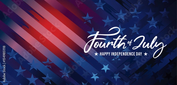 Fototapeta Vector USA Independence Day patriotic banner 
grunge distressed abstract texture background 
for 4th of July Celebration, Web Banner, 
Social Media, Business, Ads, Website