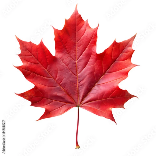Fototapeta Single Red Maple Leaf isolated on transparent baackground