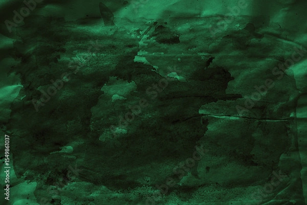 Obraz Black dark emerald green abstract watercolor water. Grunge daub blot splash splatter.