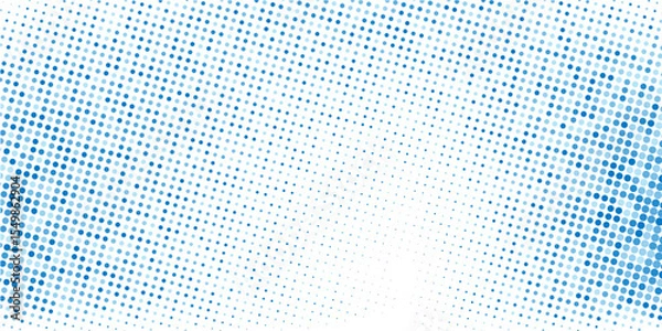 Obraz Vector abstract blue background frame of geometric shapes. Circular ornament. Pattern of dots, particles, molecules, fragments. Poster for technology, medicine, presentations, business.