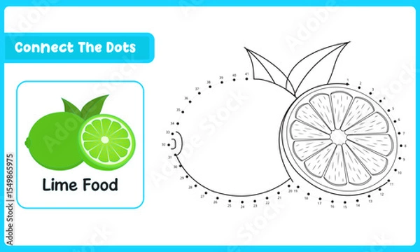 Fototapeta Connect The Dots Lime. Dot To Dot Educational Game. Vector Illustration Adobe Stock 