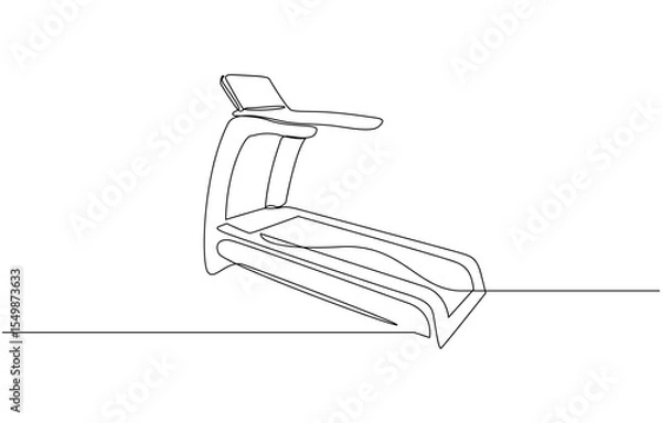 Fototapeta This is a one line drawing of a young energetic running and walking on a treadmill, Gym fitness center in a modern illustration, Continuous one line Exercise Treadmill