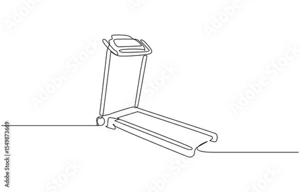 Fototapeta This is a one line drawing of a young energetic running and walking on a treadmill, Gym fitness center in a modern illustration, Continuous one line Exercise Treadmill