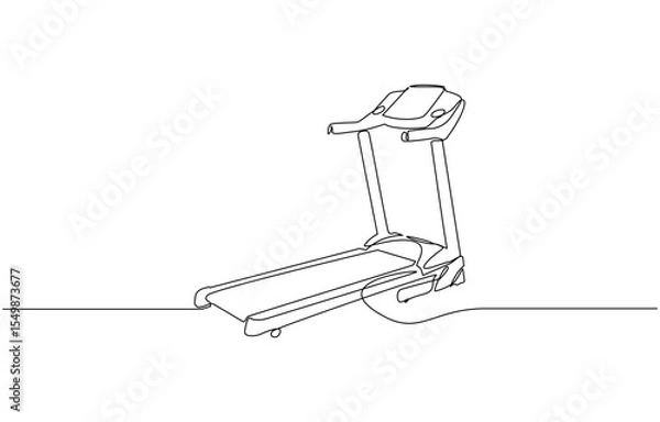 Fototapeta This is a one line drawing of a young energetic running and walking on a treadmill, Gym fitness center in a modern illustration, Continuous one line Exercise Treadmill