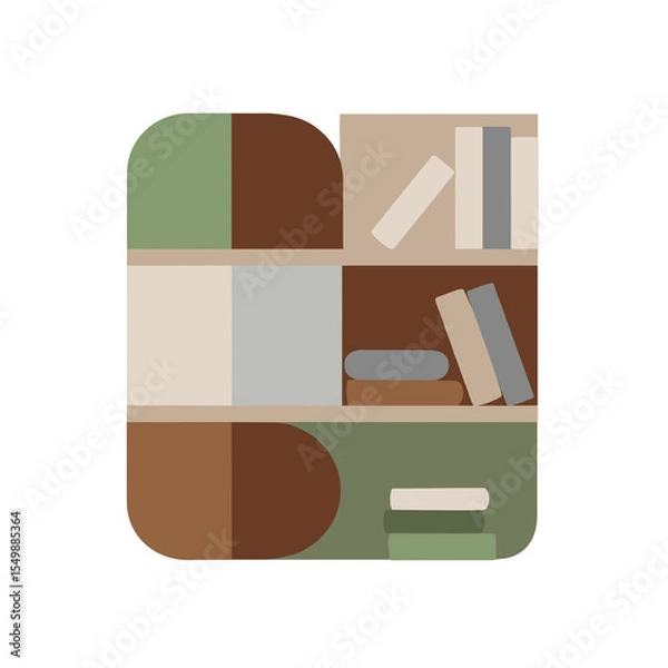 Fototapeta Vector illustration of a bookshelf with books for startup branding and workspace visuals

