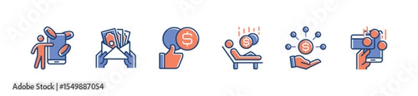 Fototapeta simple salary financial earning paycheck icon line set business investment profit gain passive income signs vector illustration