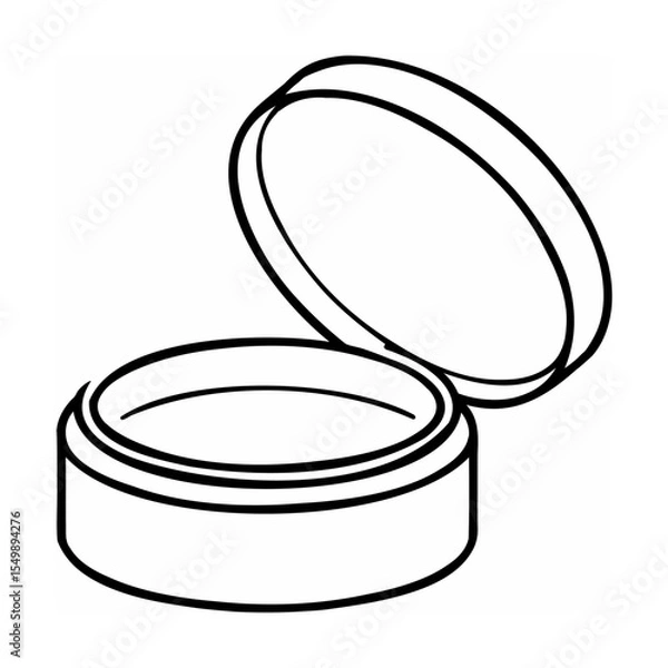 Fototapeta Open Round Cosmetic Jar Container Black Line Art makeup