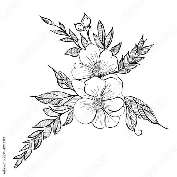 Obraz Abstract art, hand-drawn doodle, sketch flowers.