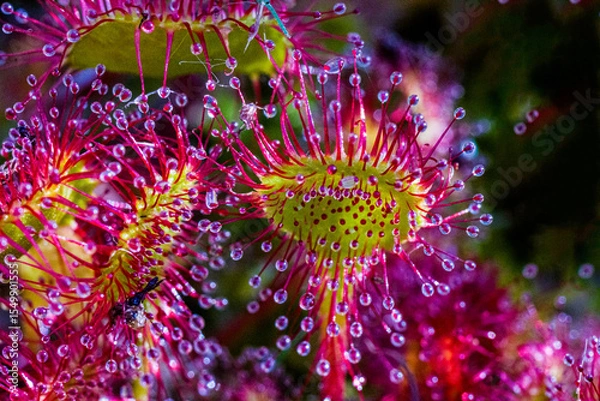 Fototapeta Levendige zonnedauw met glinsterende dauwdruppels / Vibrant Sundew with Glistening Dewdrops
