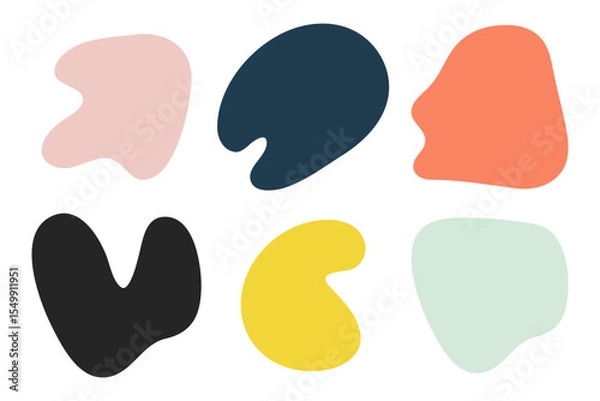 Obraz Doodle liquid abstract blob shapes, color irregular organic random forms, fluid silhouette, simple vector smooth ink stain. Highlight for social media stories. Perfect for branding, poster, packaging