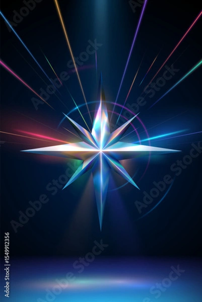 Fototapeta Crystal star shape with light effects