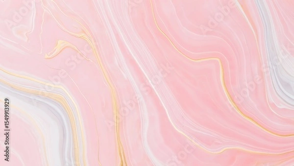 Fototapeta Abstract Pink Marble Swirls and Gold Accents Background