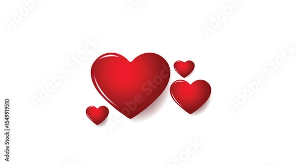 Fototapeta Vector 3d red glossy hearts, rating. Feedback isolated on white background. Beauty icon. Vector illustration for postcard, icons, poster, banner, web, design, arts