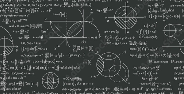 Fototapeta Seamless blackboard math calculation numbers.
