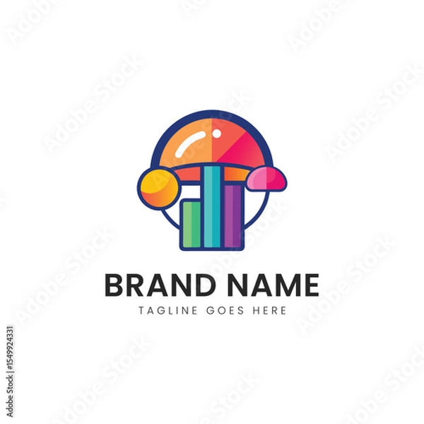Obraz Colorful logo design featuring vibrant geometric shapes, representing creativity and innovation in a modern aesthetic.