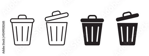 Fototapeta trash can icon in black and white, Trash garbage can one symbol, bin waste vector, Suitable for Web Sites, Books, Cards, Apps.
