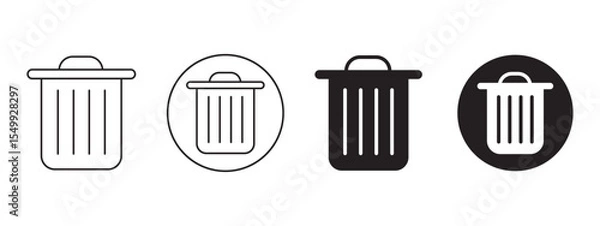 Fototapeta trash can icon in black feel and Thin Icons, Trash garbage can, bin waste vector, Suitable for Web Sites, Books, Cards, Apps.