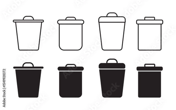 Fototapeta trash can icon in black feel and Thin Icons, Trash garbage can, bin waste vector, Suitable for Web Sites, Books, Cards, Apps.