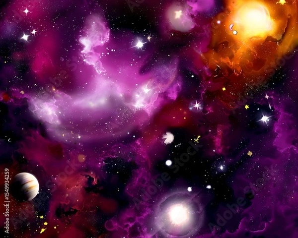 Obraz Colorful galaxy with bright celestial objects